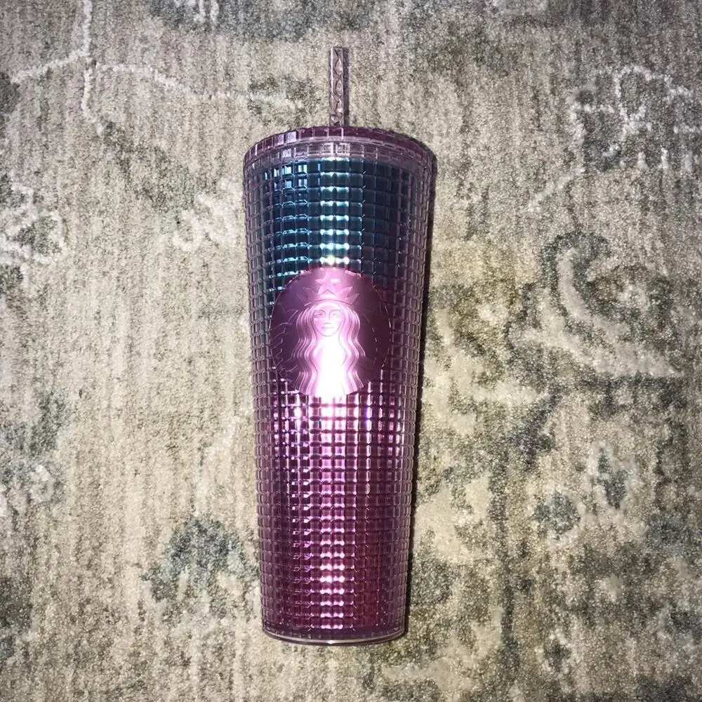 NWT Starbucks Blue and Purple Grid Tumbler